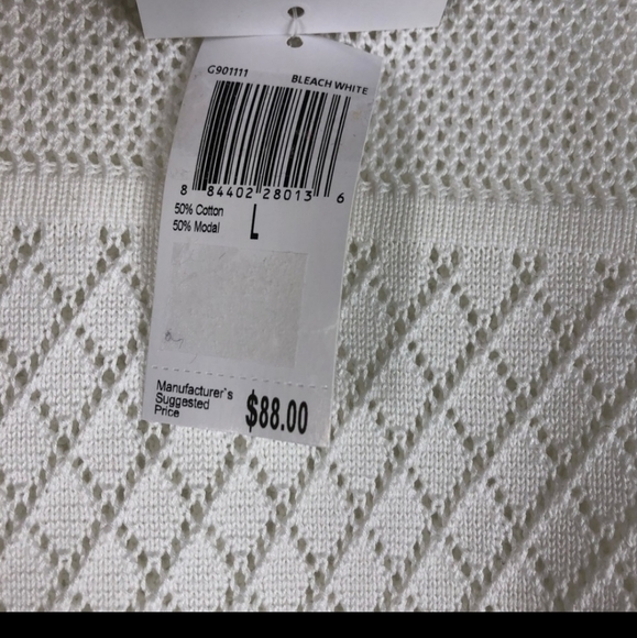 MAGASCHONI White Dolman Pointelle Knit Sweater L - Picture 3 of 6